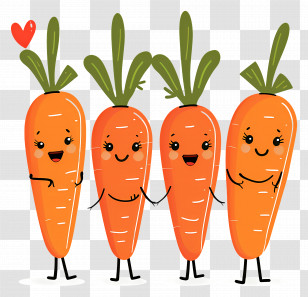 Cartoon Carrots - Group Of Happy Cartoon Carrots Transparent PNG