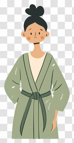 Woman In Robe - Cartoon Woman In Green Robe Transparent PNG