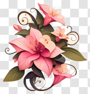 3d Flower Art - Beautiful Pink Floral Arrangement Transparent PNG