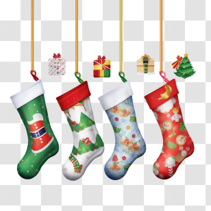 Christmas Stockings
 - Colorful Christmas Stockings With Festive Gifts Transparent PNG