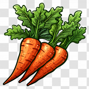 Carrots - Bunch Of Fresh Carrots With Green Leaves Illustration Transparent PNG