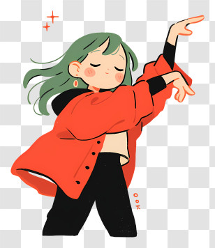 Animated Girl - Girl Dancing In Red Jacket Transparent PNG