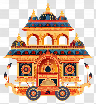 Rath Yatra - Traditional Decorative Temple Chariot Illustration Transparent PNG