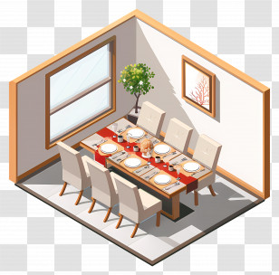 Dining Room - Cozy Dining Room With Table Set For Guests Transparent PNG