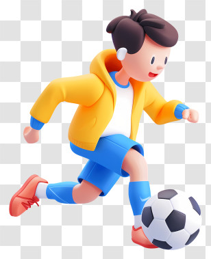 Boy Playing Soccer Ball - Football Player Cartoon Illustration Transparent PNG