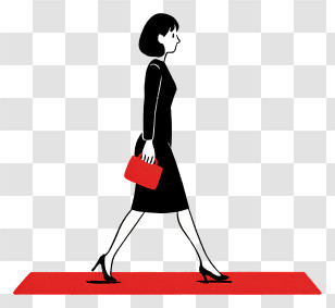 Walking On Red Carpet - Elegant Woman Walking Transparent PNG