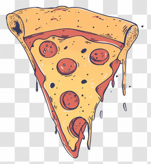 Pizza - Classic Pepperoni Pizza Slice Illustration Transparent PNG