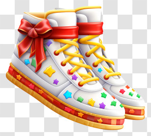 White Sneakers - Colorful White Sneakers With Stars Transparent PNG