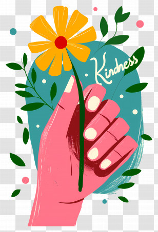 World Kindness Day - Hand Holding A Flower For Kindness Transparent PNG
