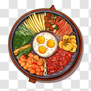 Korean Food - Korean Meal With Eggs And Vegetables Transparent PNG