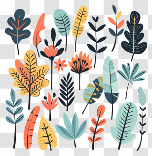 Leaf Nature - Colorful Plant And Leaf Illustrations Design Transparent PNG