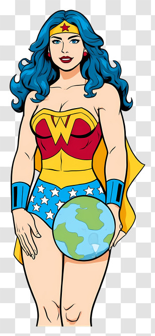 Wonder Woman - Superhero Woman Holding Earth Transparent PNG