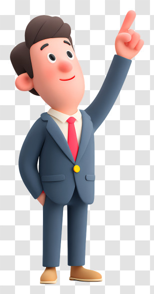 Businessman Pointing Upward - Cartoon Man Pointing Upwards Transparent PNG