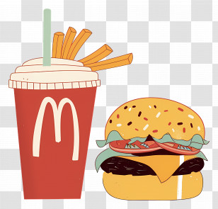 Fast Food - Illustration Of Burger Meal With Drink And Fries Transparent PNG