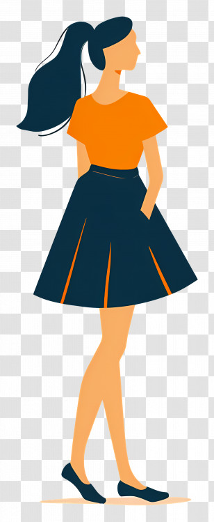 Woman In Skirt - Elegant Woman In Dark Blue Skirt Transparent PNG