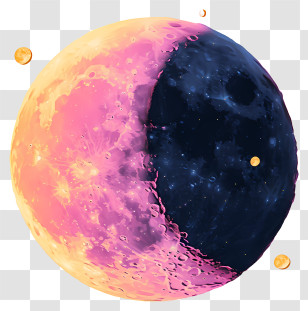 Pastel Moon - Vivid Colorful Moon Artwork Transparent PNG