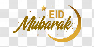 Eid Ul Adha - Eid Mubarak Greeting With Crescent And Star Transparent PNG