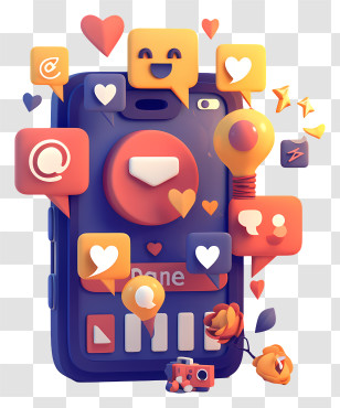 Social Media - Colorful Smartphone With Social Media Icons Transparent PNG