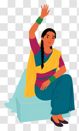 Indian Woman Dancing - Woman In Sari Raising Hand Transparent PNG