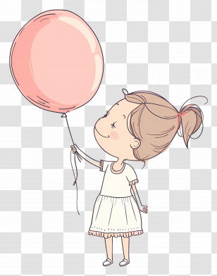 Little Girl - Sweet Little Girl Holding A Pink Balloon Transparent PNG