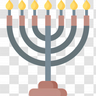 Hanukkah Menorah - Traditional Hanukkah Menorah With Glowing Candles Transparent PNG