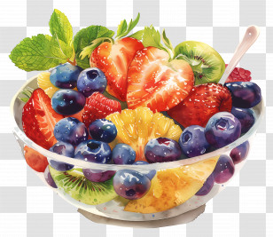 Fruit Salad - Colorful Fresh Fruit Bowl Illustration Transparent PNG