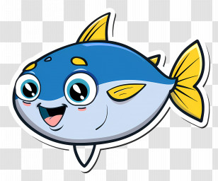 Fish Cartoon - Smiling Cartoon Blue Fish Illustration Transparent PNG