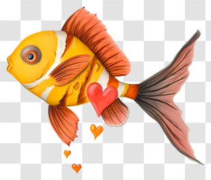Realistic Valentine Fish - Cute Fish With Hearts Transparent PNG