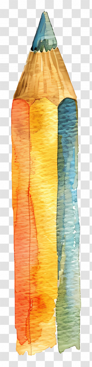 Cartoon Pencil - Rainbow Watercolor Pencil Drawing Transparent PNG