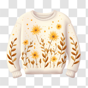 Christmas Sweater - White Sweater With Floral Pattern Transparent PNG