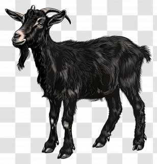 Black Goat - Black Goat Illustration In Detailed Style Transparent PNG