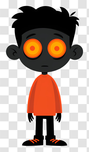 Haunted Child - Boy With Spooky Orange Eyes Transparent PNG