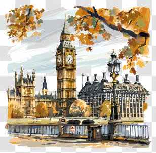 London - Big Ben And Surrounding Buildings Transparent PNG
