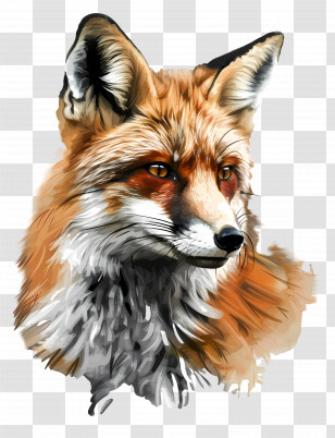 Red Fox - Realistic Fox Portrait Illustration Transparent PNG