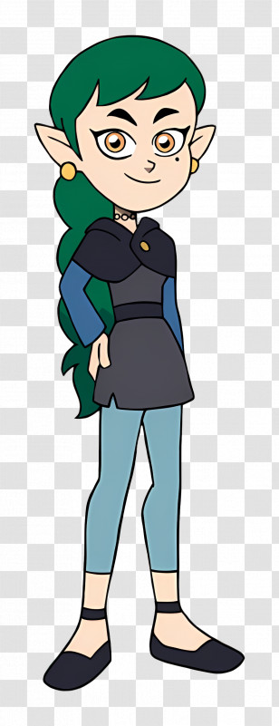 Emira Blight - Fantasy Green-Haired Elf Character Transparent PNG