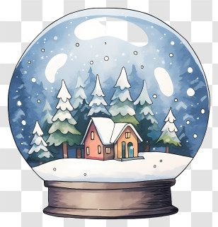 Snow Globe - Winter Snow Globe With Festive Scene Transparent PNG
