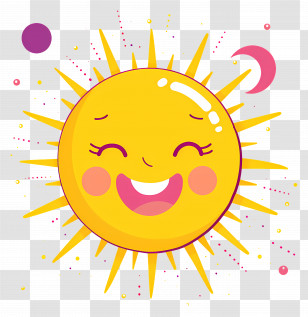 Sunshine - Smiling Sun Cartoon Illustration With Cheerful Expression Transparent PNG