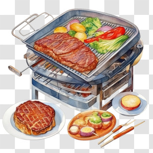 Barbecue
 - Grill With Steak And Vegetables Transparent PNG