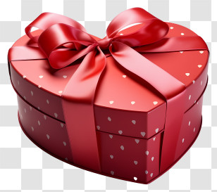 Gift Box - Heart-Shaped Red Gift Box With Ribbon Transparent PNG