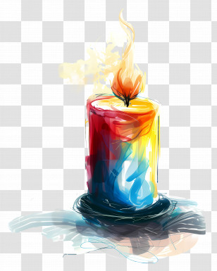 Candle - Colorful Burning Candle Transparent PNG