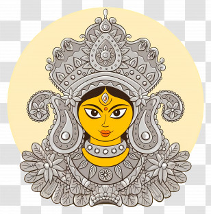 Navratri - Durga Illustration For Durga Puja Festival Transparent PNG