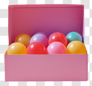 Balloons - Box With Colorful Balloons For Celebration Transparent PNG