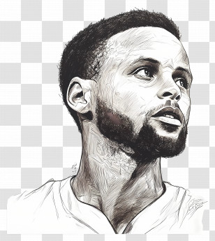 Steph Curry - Sketch Portrait Drawing Transparent PNG