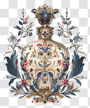 Fragrance Day - Elegant Floral Glass Bottle Transparent PNG