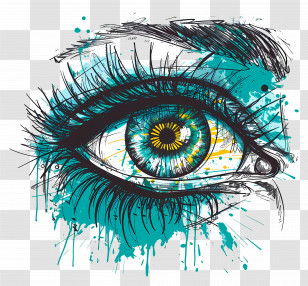 Open Eye - Artistic Eye Illustration With Colorful Paint Splashes Transparent PNG