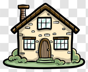Stone Facade - Small Cartoon House With Chimney Transparent PNG