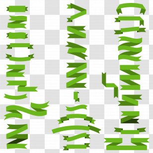 Leaf Line - Color - Green Ribbons Tambourine Transparent PNG