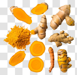 Turmeric - Turmeric And Ginger Roots And Powder Transparent PNG