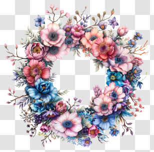 Flower Wreath - Floral Wreath Made Of Vibrant Assorted Flowers Transparent PNG