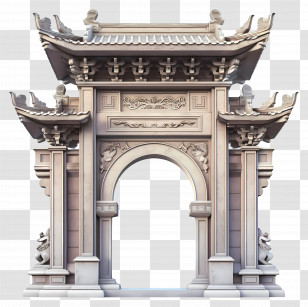 Temple Gate - Traditional Stone Arch With Historic Design Transparent PNG